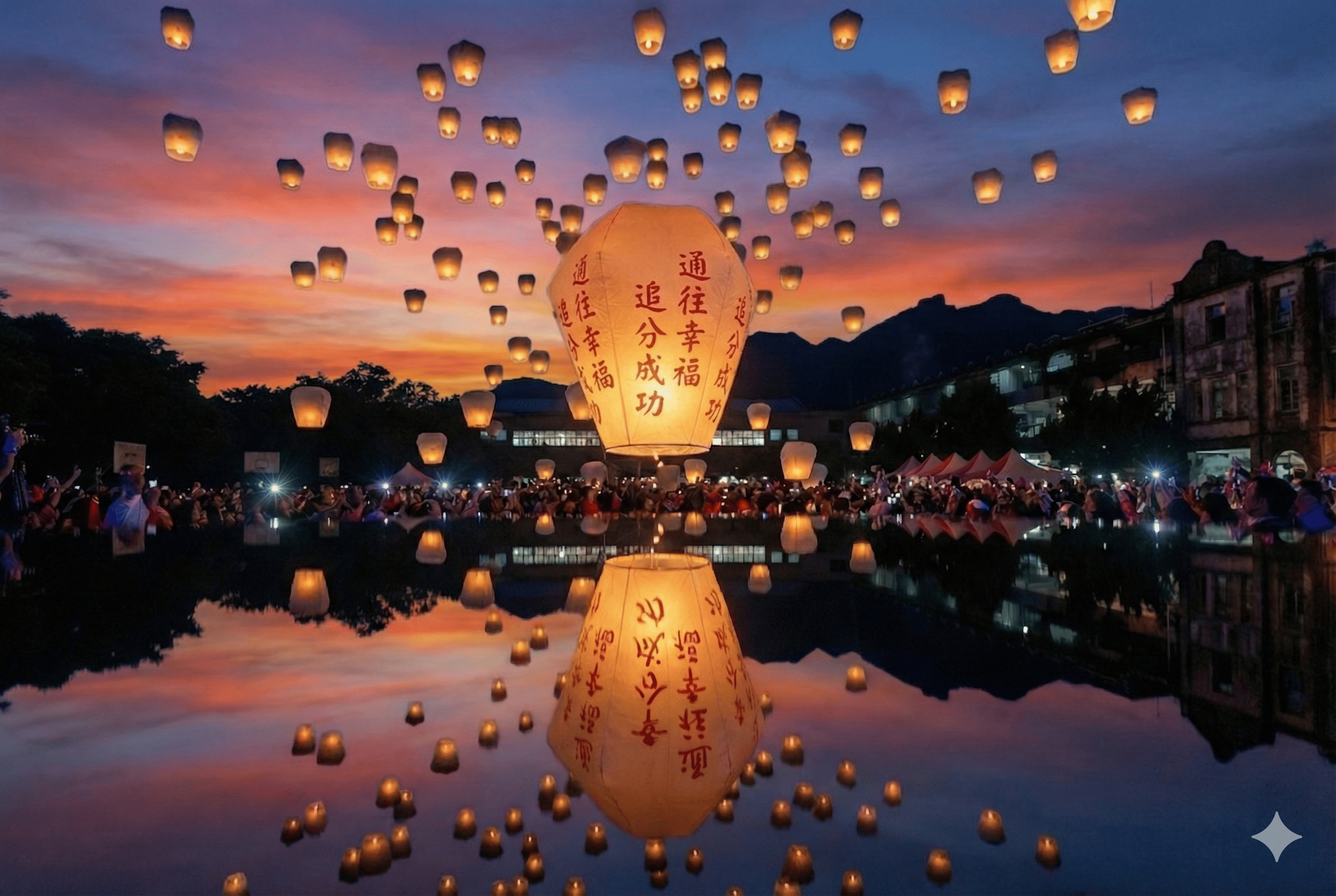 Pingxi Sky Lanterns Rising Together